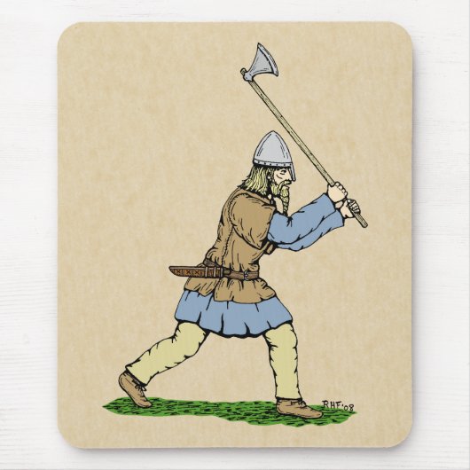 Viking Warrior Wielding Broad Ax Mousepad (Vorne)