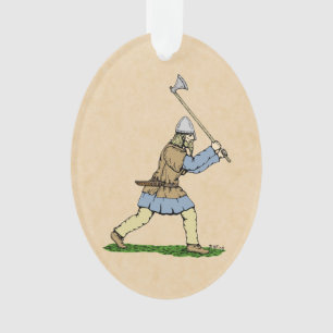 Viking Warrior Wielding Broad Ax Ornament