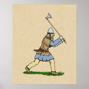 Viking Warrior Wielding Broad Ax Poster