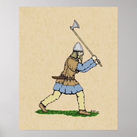 Viking Warrior Wielding Broad Ax Poster (Vorne)