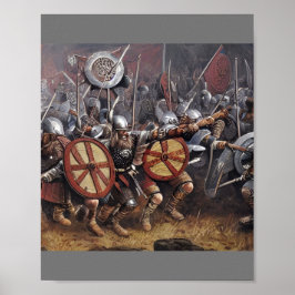 Viking Warriors Ladung in Schlacht Poster