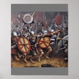 Viking Warriors Ladung in Schlacht Poster