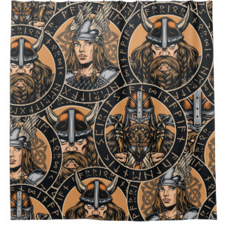 Viking Warriors: Vintages Muster Duschvorhang