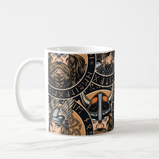 Viking Warriors: Vintages Muster Kaffeetasse (Links)