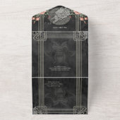 Viking Wolf & Rose. Ein stilisierter Wolfskopf All In One Einladung (Außenbereich)