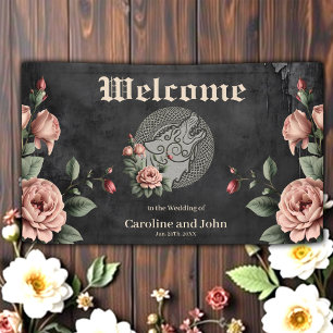 Viking Wolf & Rose. Ein stilisierter Wolfskopf, Banner