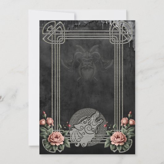 Viking Wolf & Rose. Ein stilisierter Wolfskopf, Einladung (Rückseite)