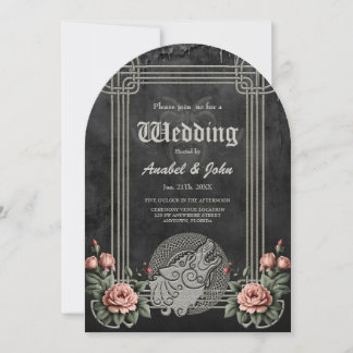 Viking Wolf & Rose. Ein stilisierter Wolfskopf, Einladung