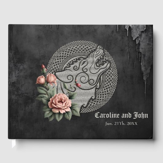 Viking Wolf & Rose. Ein stilisierter Wolfskopf, Gästebuch (Vorderseite)