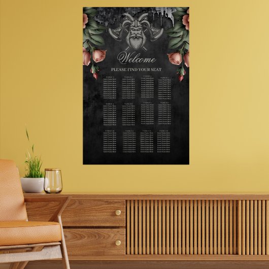 Viking Wolf & Rose. Ein stilisierter Wolfskopf Poster (Wohnzimmer 2)