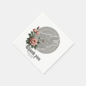 Viking Wolf & Rose. Ein stilisierter Wolfskopf, Serviette (Ecke)