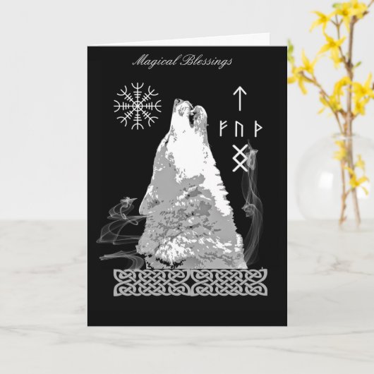 Viking Wolf Sessingkarte Karte (Gelbe Blume)