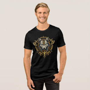 Viking Wolf Symbol Norse Mythology Nordic Warrior Tri-Blend Shirt