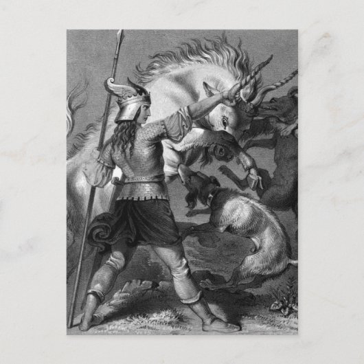 Viking Woman mit Spear und Winged Helmet Postkarte (Vorderseite)