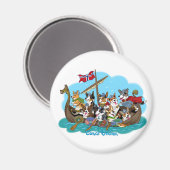 Vikingship gefüllt mit Corgis Magnet (Vorderseite/Rückseite)