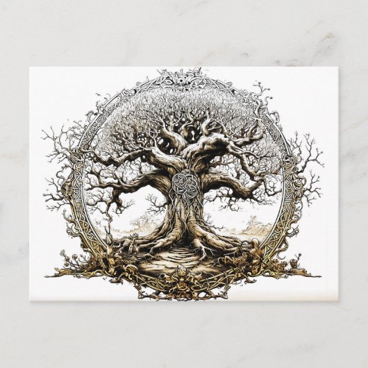 VikingSketch Pen Drawing of a Norse Yggdrasil tree Postkarte (Vorderseite)