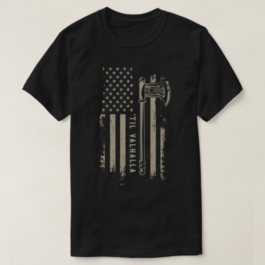    VikingsTil Valhalla Patriotic Viking US Flag P T-Shirt (Design vorne)