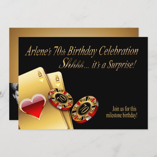 Vikki Casino Style Party GEFRAGT FÜR NAMEN IN CHIP Einladung (Vorne/Hinten)