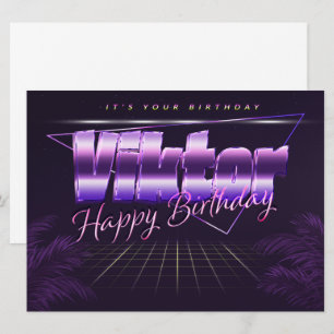 Viktor Name Vorname lila retro Karte Geburtstag