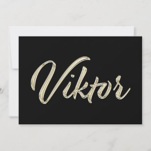Viktor Name white gold Handwriting Karte