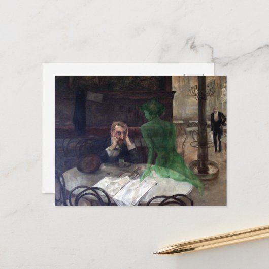 Viktor Oliva The Absinthe Drinker Postkarte (Vorderseite/Rückseite Beispiel)