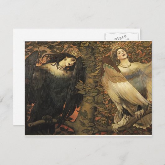 Viktor Vasnetsov - Die Vögel der Freude und der Tr Postkarte (Vorne/Hinten)