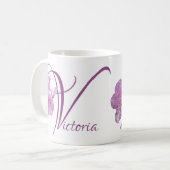 Viktoria-Name Rosa Blumenboho Kaffeetasse (Vorderseite Links)