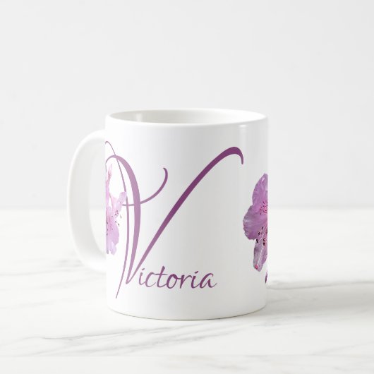 Viktoria-Name Rosa Blumenboho Kaffeetasse (Vorderseite Links)