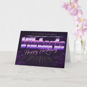 Viktoria Name Vorname lila retro Karte Geburtstag
