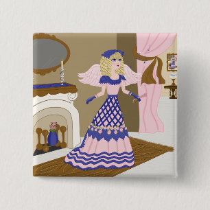 Viktorianisch Angel Blau und Rosa Gesang am Kamin Button