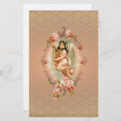 Viktorianisch Angel Rose Barock Vintage Blüte Briefpapier (Vorne/Hinten)