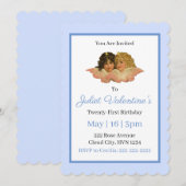Viktorianisch Angels Baby Blue Einladung (Vorne/Hinten)
