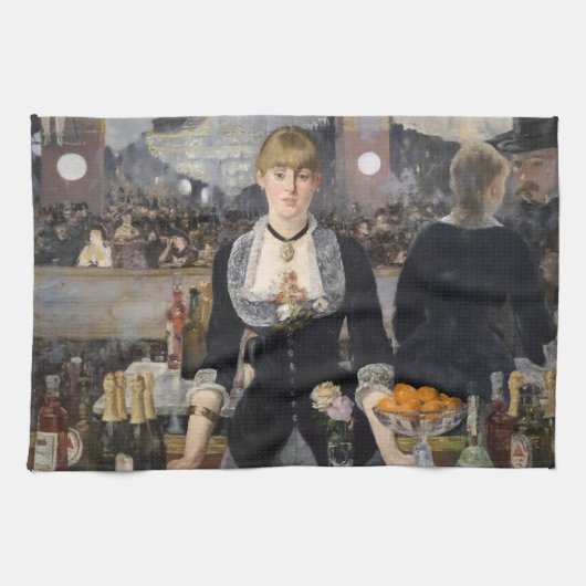 Viktorianisch Barmaid Girl in Folies Bergere, Fran Geschirrtuch (Horizontal)