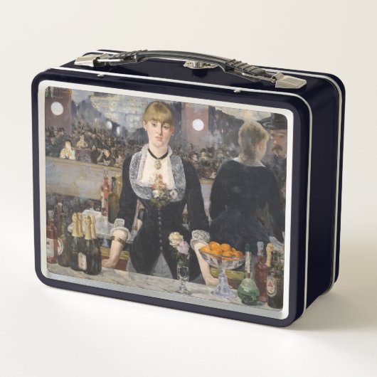 Viktorianisch Barmaid Girl in Folies Bergere, Fran Metall Brotdose (Rückseite)