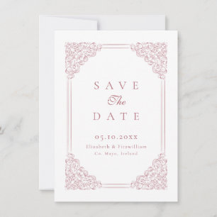 Viktorianisch Barock Romantischer Rosa Vintager Ra Save The Date