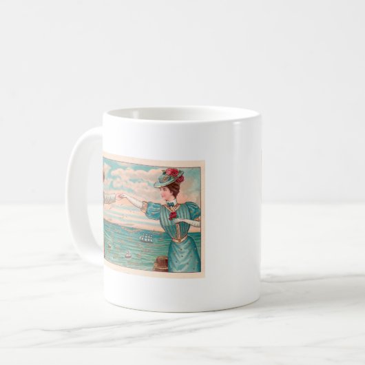 Viktorianisch Beach Liebe Dressy Ocean Wedple Kaffeetasse (Vorderseite Links)
