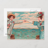 Viktorianisch Beach Liebe Dressy Ocean Wedple Postkarte (Vorne/Hinten)