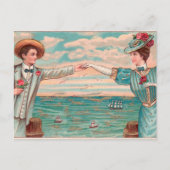 Viktorianisch Beach Liebe Dressy Ocean Wedple Postkarte (Vorderseite)