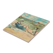 Viktorianisch Beach Swim Girl Ocean Sommerurlaub Fliese (Seite)