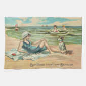 Viktorianisch Beach Swim Girl Ocean Sommerurlaub Geschirrtuch (Horizontal)