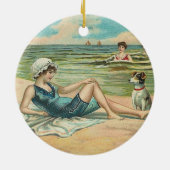Viktorianisch Beach Swim Girl Ocean Sommerurlaub Keramikornament (Hinten)