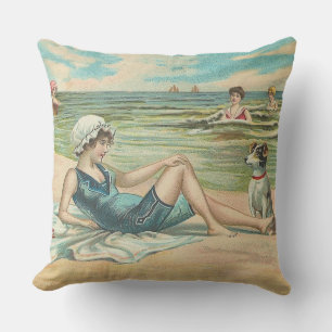 Viktorianisch Beach Swim Girl Ocean Sommerurlaub Kissen
