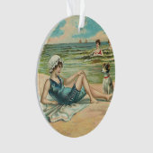 Viktorianisch Beach Swim Girl Ocean Sommerurlaub Ornament (Vorderseite)
