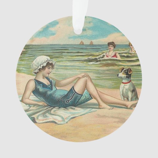 Viktorianisch Beach Swim Girl Ocean Sommerurlaub Ornament (Vorderseite)