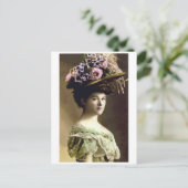 Viktorianisch Big Hat Lady Postkarte (Stehend Vorderseite)