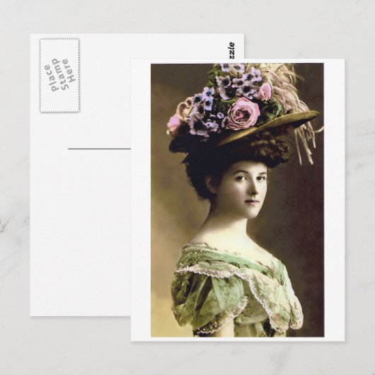 Viktorianisch Big Hat Lady Postkarte (Vorne/Hinten)