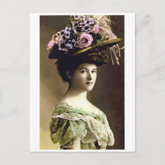 Viktorianisch Big Hat Lady Postkarte