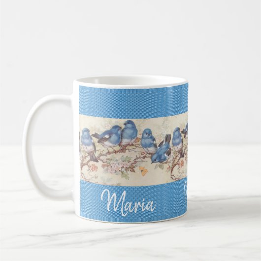 Viktorianisch Bird Blue Tasse (Links)