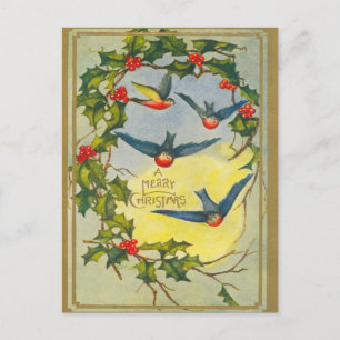Viktorianisch Bird Christmas Postcard Feiertagspostkarte