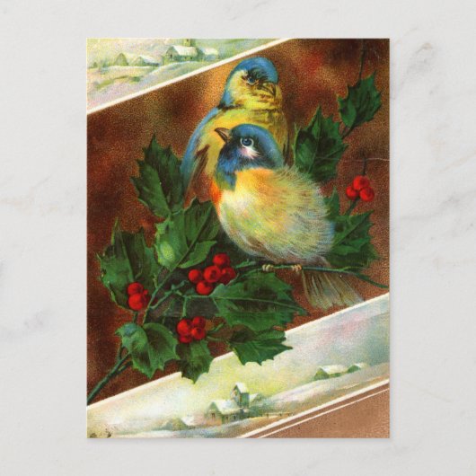 Viktorianisch Bird Christmas Postcard Feiertagspostkarte (Vorderseite)